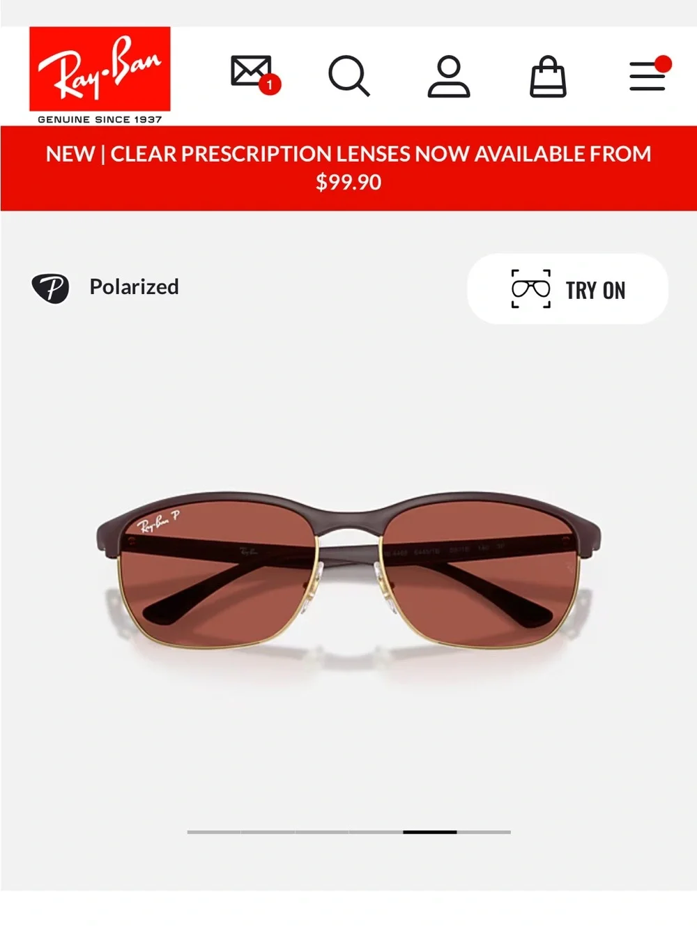 Ray-Ban Sand Violet Frame with Red Lenses Polarized Sunglasses